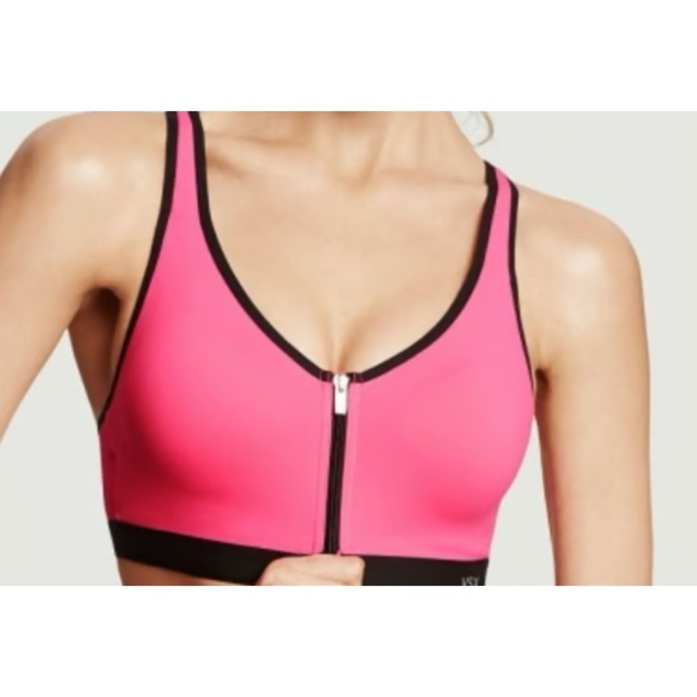 Victorias secret nwt pink racerback zip up sports activewear lined 34B bra